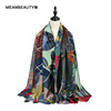 meanbeauty/ summer new pattern printing Sunscreen Shawl scarf Europe and America street Versatile Satin scarf