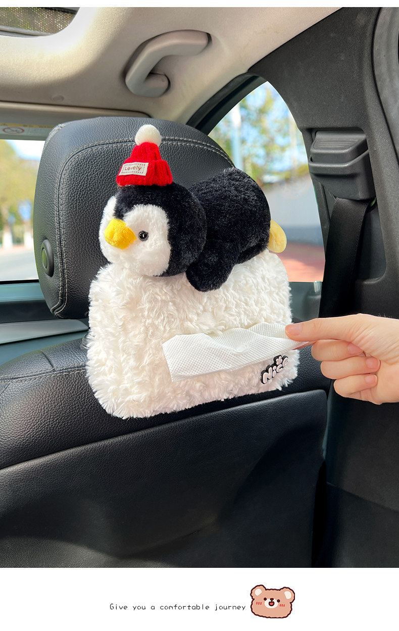 Car Tissue Box for a Safe Journey, Cute Apple-Shaped Plush Car Seat Back Hanging Tissue Box, Car Interior Decoration Items