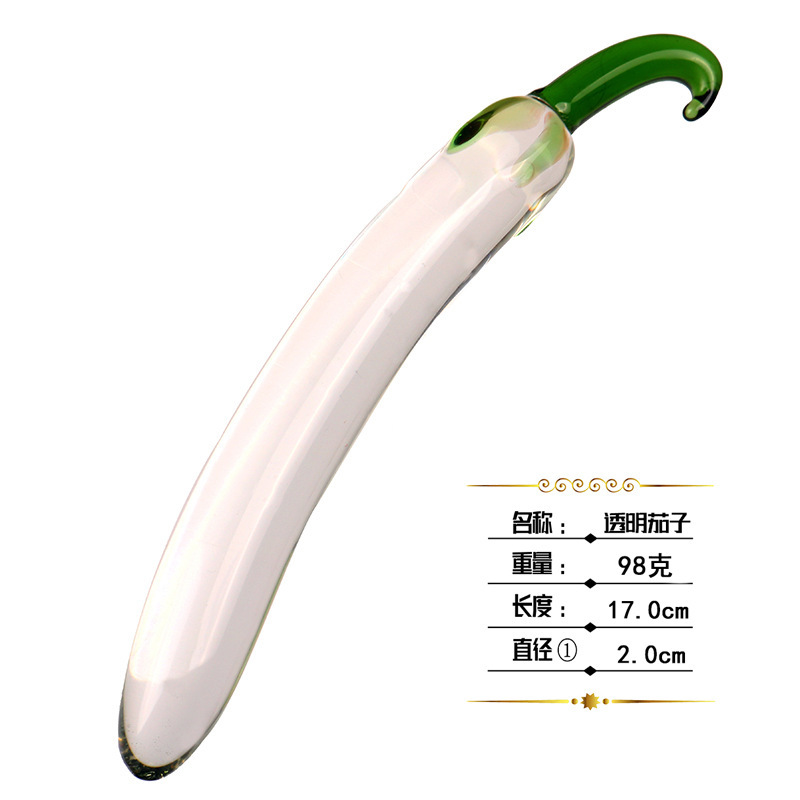 Glass Fruit-Shaped Dildo Anal Plug, Green Crystal Cucumber Design, Adult Use — detail image 8