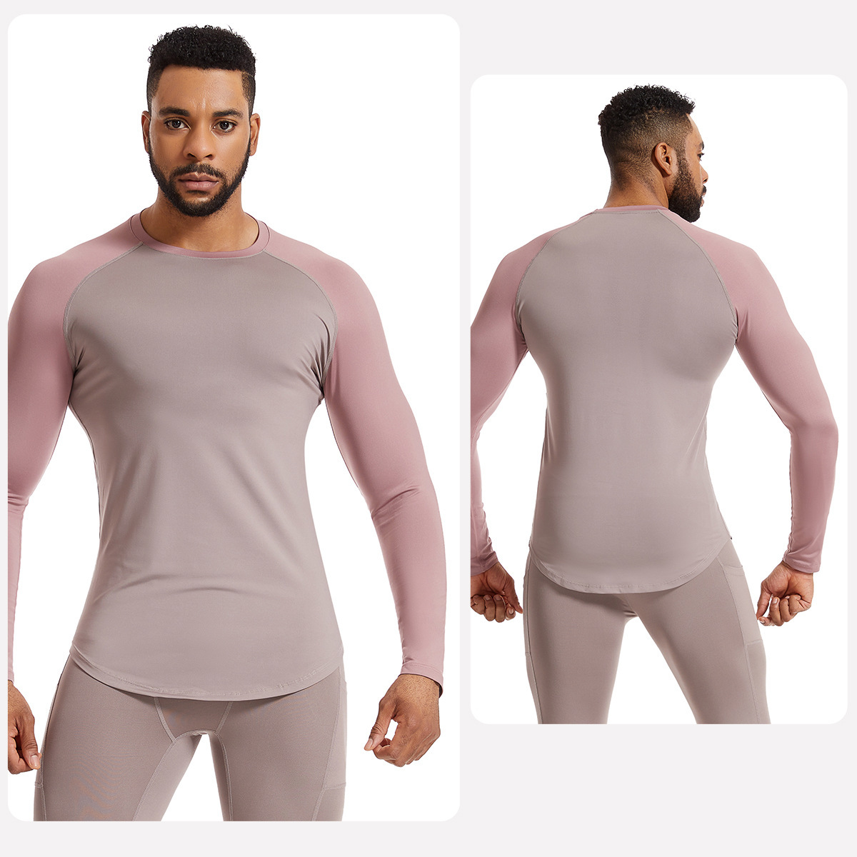 록 그레이 + 라이트 레드 소매