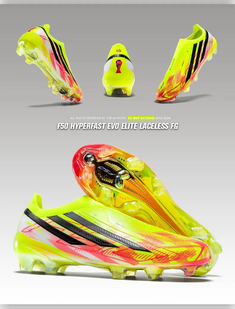 Tenis de Fútbol con Tacos Largos para Césped F50, Suela TPR y TPU, Amortiguación