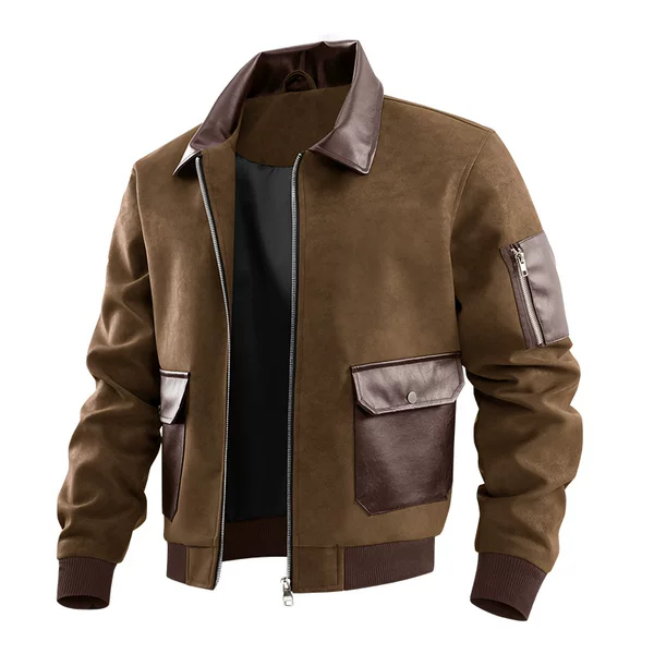 2026 Spring Cross-Border Amazon 3D Fashion Jacket Color-Blocking Coat Men's New Textured Casual Versatile Windproof Jacket