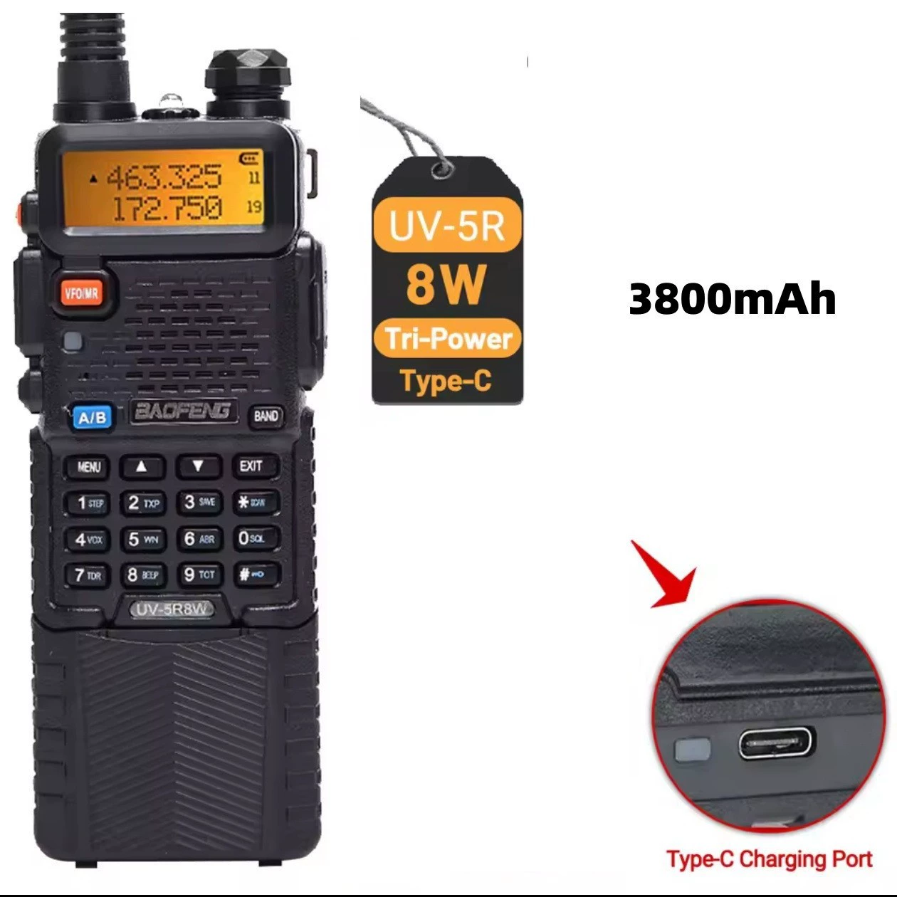 Портативная рация BAOEFNG Baofeng UV5R для самостоятельного вождения, беспроводной автомобиль, 8 Вт, двухступенчатая стойка на руках, 3800 мАч, оптовая продажа с завода