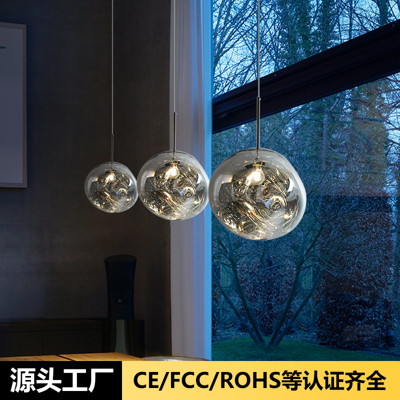 后现代熔岩餐厅客厅吊灯北欧设计师别墅挑空loft个性复式楼梯吊灯