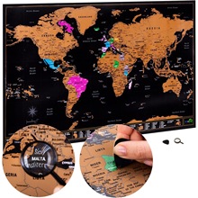 可定 制世界旅行刮刮海报地图大尺寸带配件套装刮刮海报