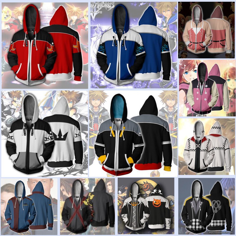 Foreign Trade Explosions Kingdom Hearts Sola 3D Printed Zipper Cardigan Hooded Sweater cosplay Animation Surrounding
