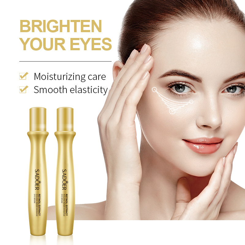 Full English Retinol Rolling Ball Eye Cream SADOER Rolling Ball Massage Eye Serum Cross-border Foreign Trade Live Stream Wholesale