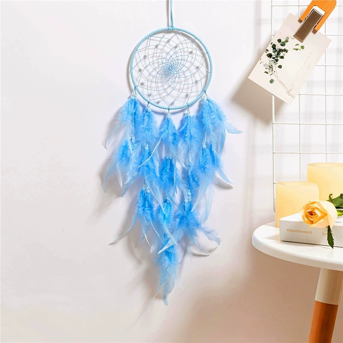 Сетчатая ловушка для снов индейская подвеска для спальни, оберег-феник Boho ветерок с опцией LED-лампы