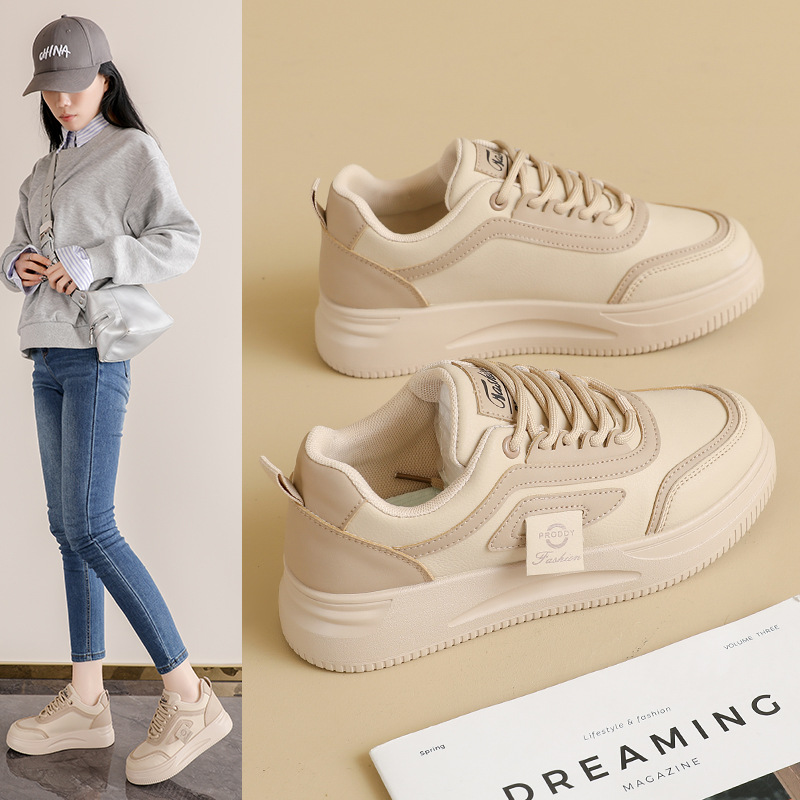 2026 primavera y verano zapatos de mujer nuevos zapatos blancos transpirables de mujer coreana versátil zapatos deportivos de suela gruesa zapatos de skate casuales zapatos de moda