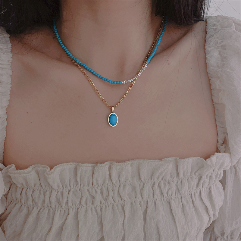natural stone, Titanium Steel, Copper Material Geometric Pattern Basic Geometric Natural Stone Titanium Steel Copper Necklace