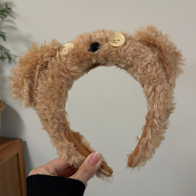 곰 머리띠 - 부드러운 모피 - 밝은 색상