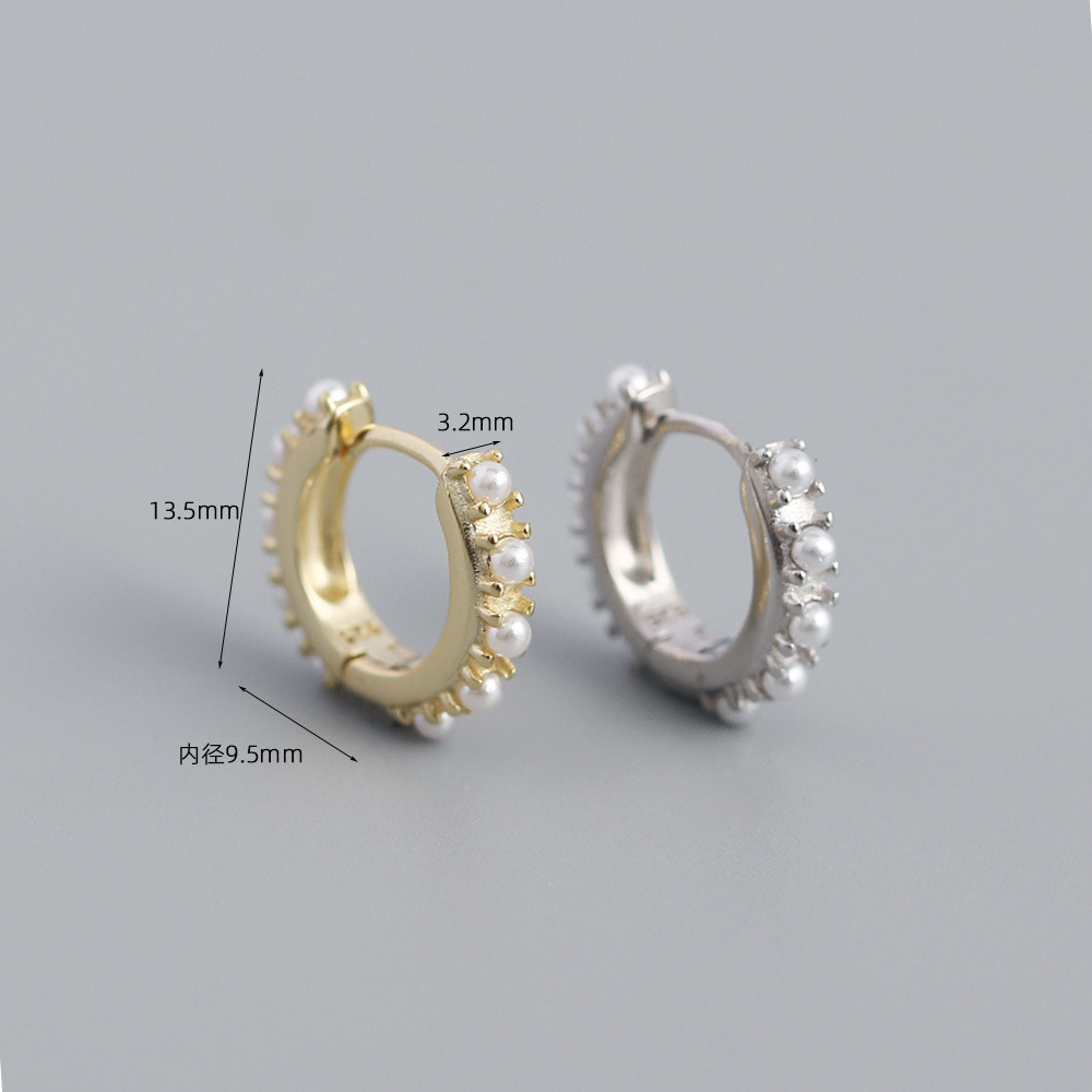 Yhe0325 Europe And America Cross Border Pearl Earrings S925 Sterling Silver Metallic Geometric Imitation Pearl Ear Clip Silver Earrings For Women display picture 2