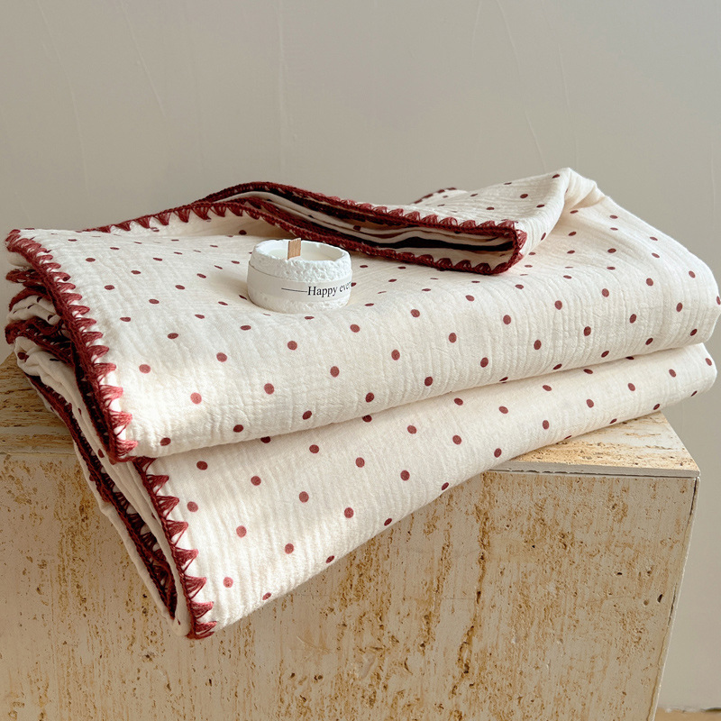 면 100% 크레이프 원사 - 작은 빨간 점