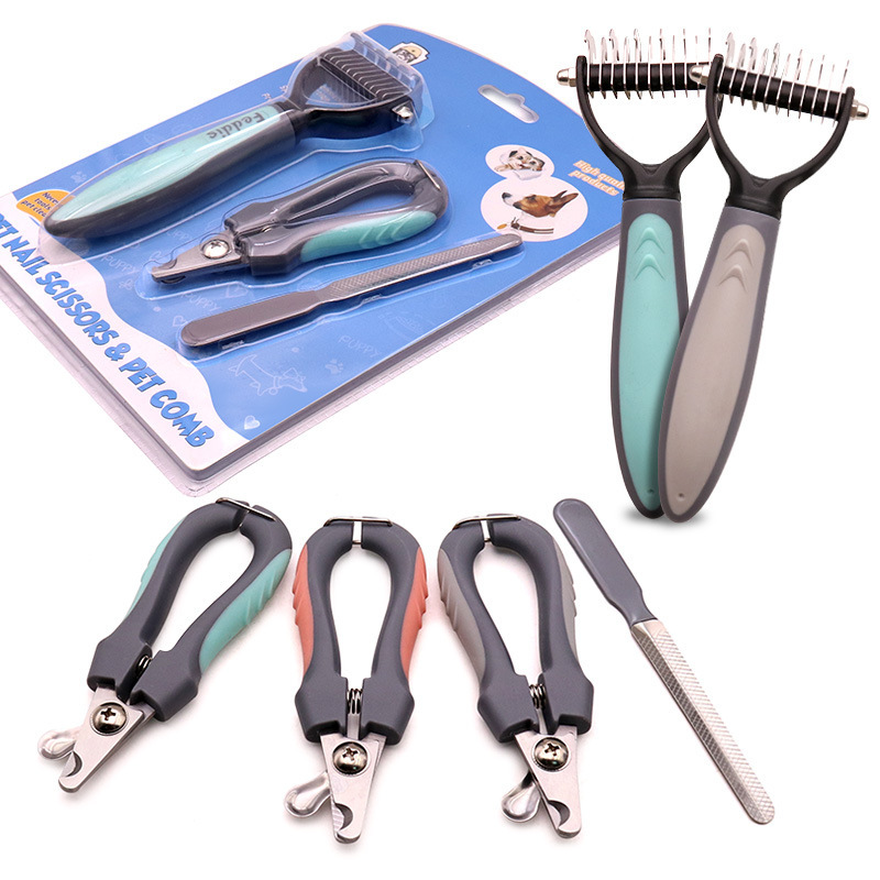 Direct selling 2022 new SJ002 set [pet nail clippers/pet open comb/pet nail file]]