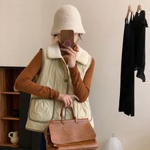 马甲女新款2025外穿宽松韩版背心感小坎肩小香风羊羔毛羽绒棉