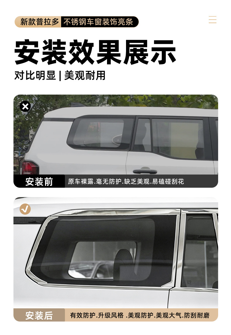 Suitable for 2024-2027 Toyota Prado models: stainless steel window trim, window decoration, and decorative strips