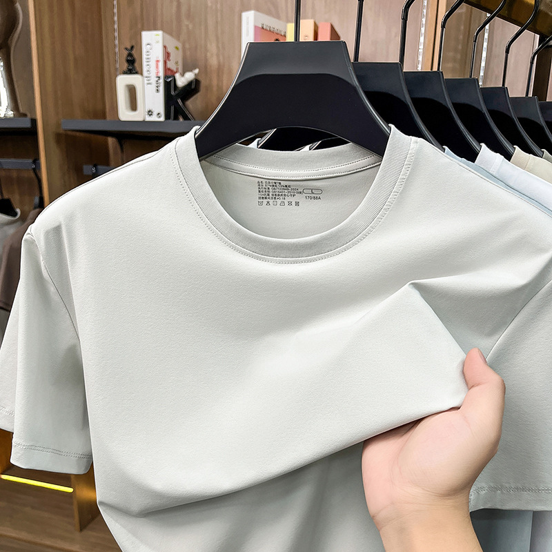 Ice Silk Cool-Touch Nylon Men's T-Shirt Short-Sleeved 2026 Summer New Style Simple Casual Breathable Thin Short-Sleeved Men's T-Shirt