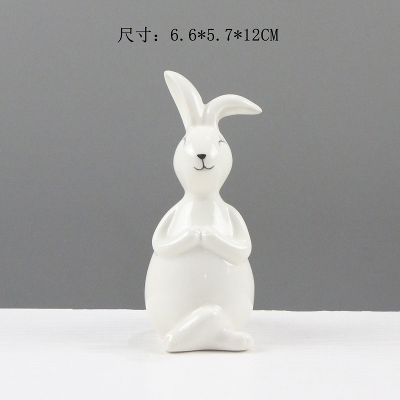 Personalidad nórdica de cerámica pintada en oro ligera de lujo conejo adornamiento creativo para el hogar joyería de la sala de estar regalos de Pascua
