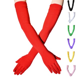 57cm Long Milk Silk Stretch Gloves Sunscreen Thin Festival Performance Party Dance COS Costume Gloves