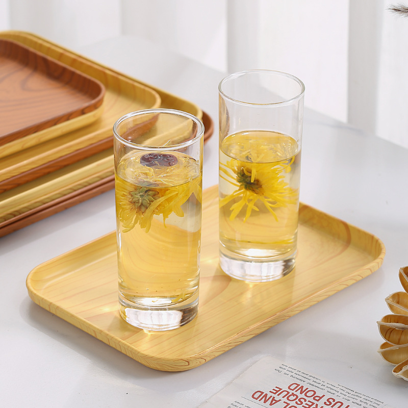 Plástico imitación madera grano rectangular bandeja Hogar Japonés creativo Hotel fruta Placa de almacenamiento luz lujo estilo sala de estar swing placa