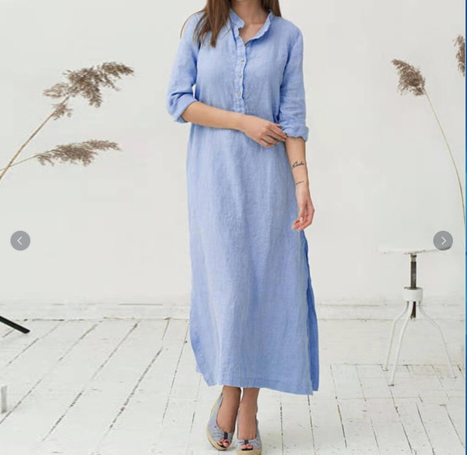 Women's Shirt Dress Casual Turndown Long Sleeve Solid Color Maxi Long Dress Daily display picture 2