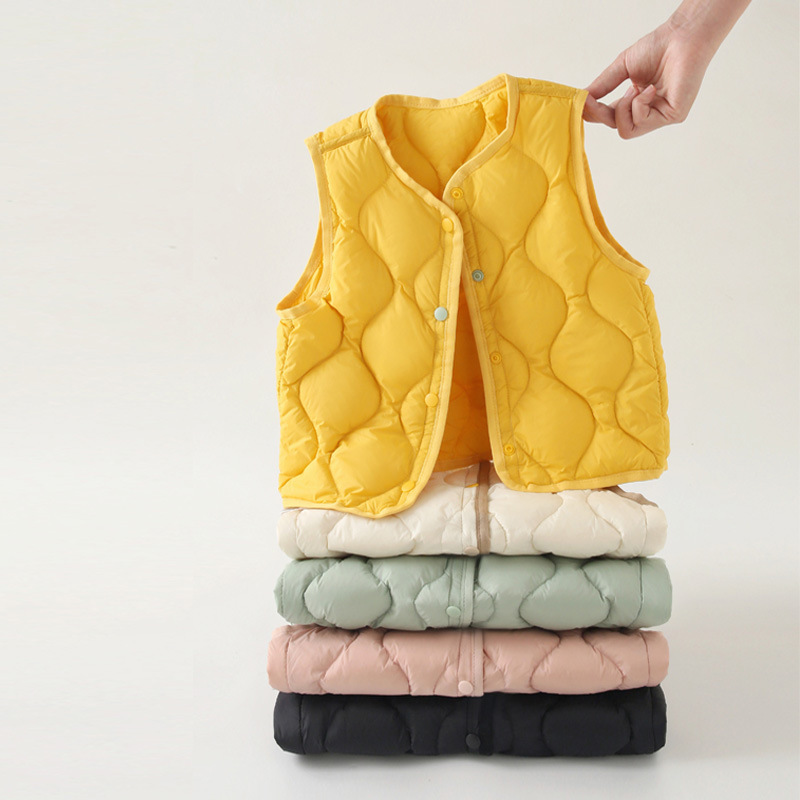 2025 New Children's down Vest Children's Vest Autumn and Winter Boys and Girls Baby Warm Collarless Waistcoat Liner 2025 New Children's down Vest Children's Vest Autumn and Winter Boys and Girls Baby Warm Collarless Waistcoat Liner
