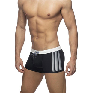 UXH Men's Solid Color Sexy Side Printed Flat-Angle Swim Trunks Foreign Trade Tight Simple Beach Sports Four-Angle Swim Trunks