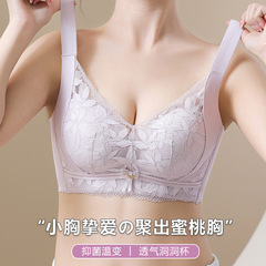 2025 新しい女性用下着、リムなし、小さな胸が大きく見える、プッシュアップホールカップ、通気性のあるレースの調節可能なシームレスブラジャー