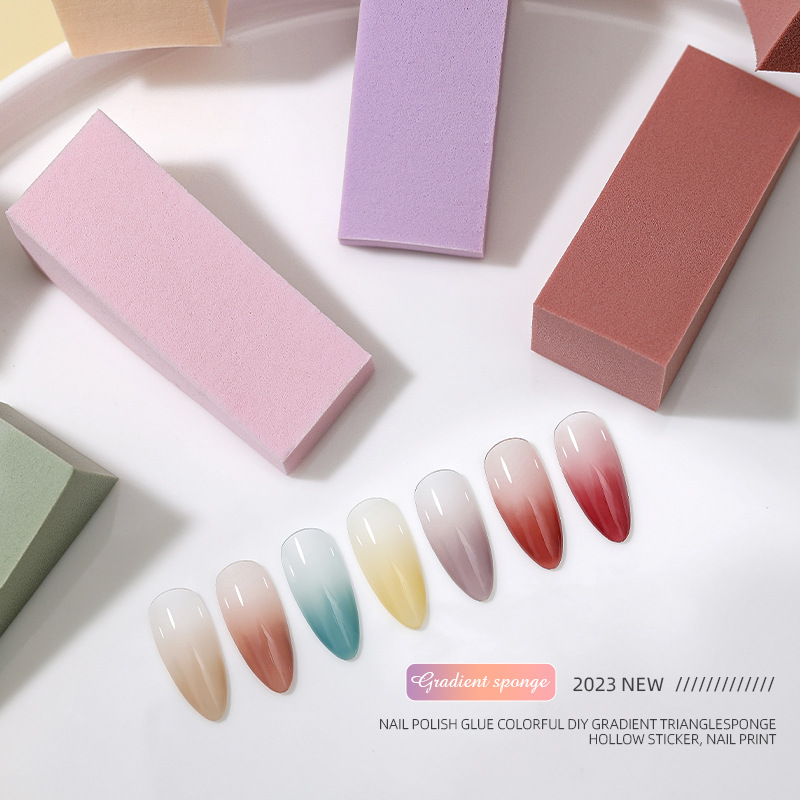 Nail esponja bloque gradiente de alta densidad maquillaje color mezclado triángulo bloque Pat pegamento especial DIY floración gradiente herramienta