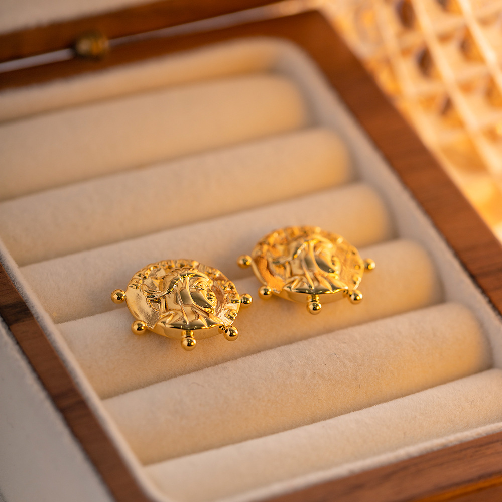 Retro Geometric Copper Plating Ear Studs 1 Pair