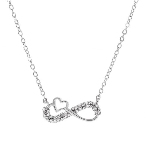 Infinity Love 8-Character Necklace | Wish European & American Style, Trendy 8-Word Heart Pendant, Exquisite Zircon Clavicle Chain