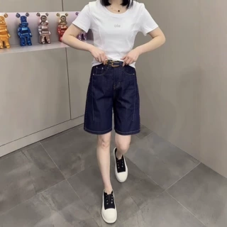 大码牛仔短裤女夏季薄款2026新款夏天高腰中裤胖mm显瘦阔腿五分裤