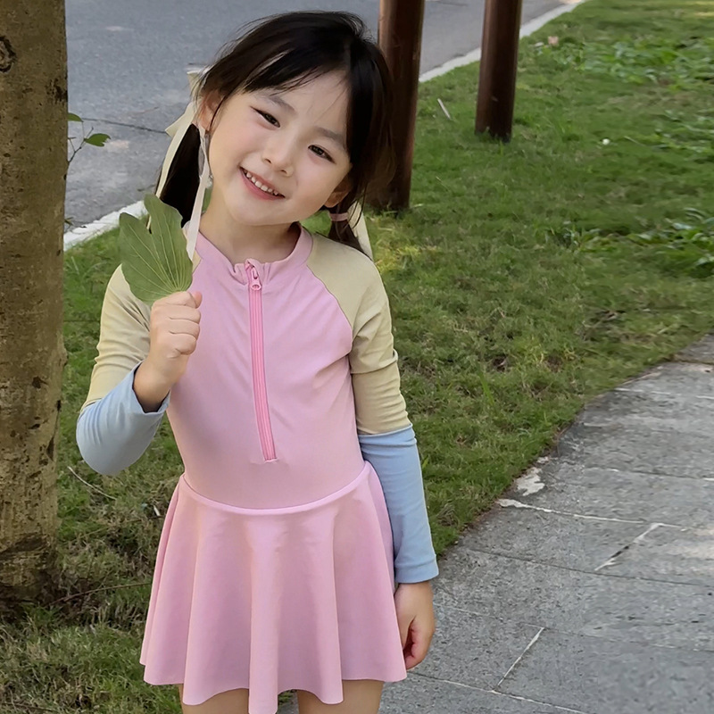 Summer New Korean-style Two-color Stitching Children's Swimsuit Girls' Western Style Cute Baby Quick-drying Hot Spring Swimsuit