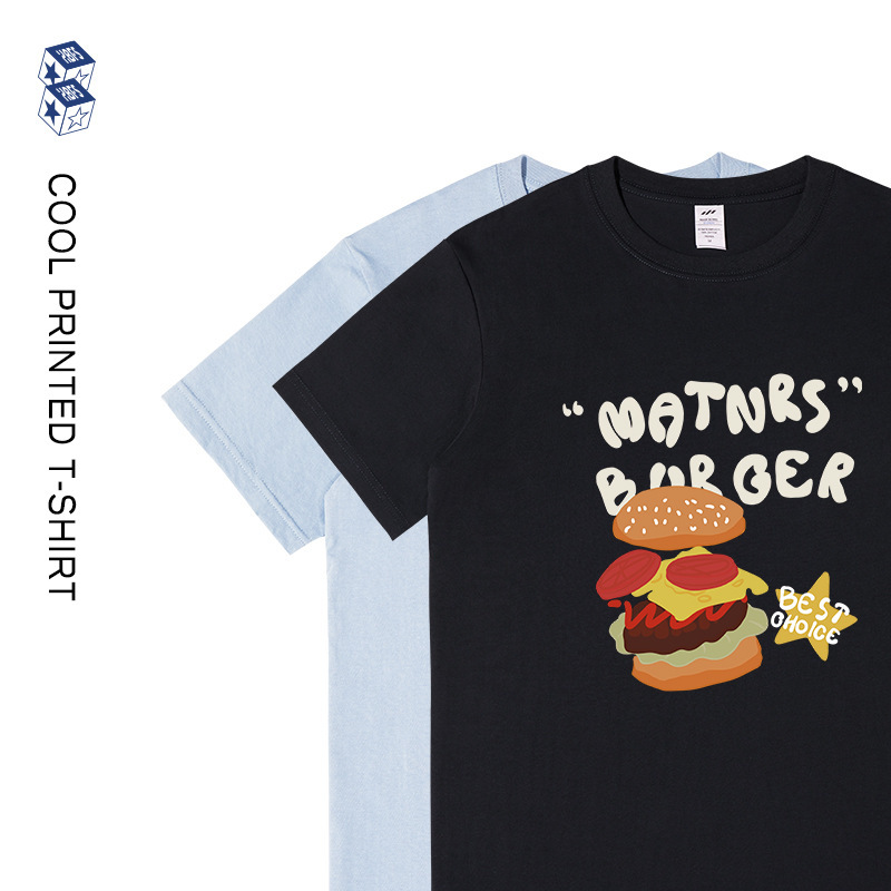 Men's Trendyy Pure Cotton Big Mac Printed T-Shirt Men's Round Neck Loose Short-Sleeved Niche Design Casual Top Women Ins Men's Trendyy Pure Cotton Big Mac Printed T-Shirt Men's Round Neck Loose Short-Sleeved Niche Design Casual Top Women Ins