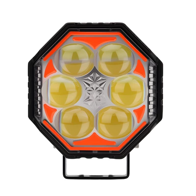 Motorcycle headlights, headlights, Red Blue High and Low Beam - single-pack-includes-screw-mount-octagon-series-6-beads