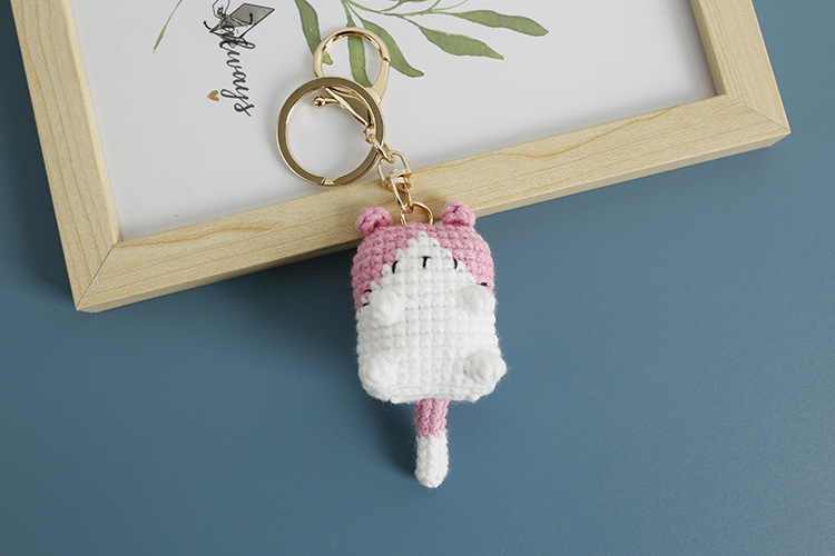 25g Weight Wool Yarn Home Textiles & Decor Type Handmade Inlay Material Keychain Classification 1 Piece Quantity Daily Occasion yarn Material Cartoon, Cat Pattern Knitting Design Cute Style 1 Piece Cartoon Cat Keychain Yarn Handmade Cute Keychain 6