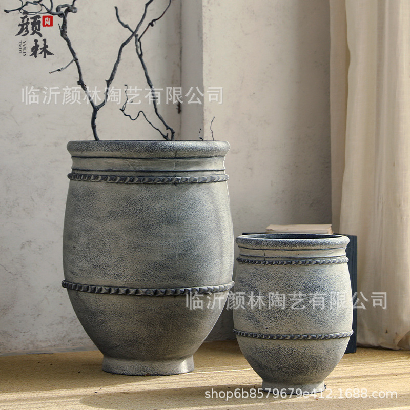 Color gris de comercio exterior de cemento retrógrado paisaje maceta decoración de gran vasos de flores aterrizaje gran arte de maceta