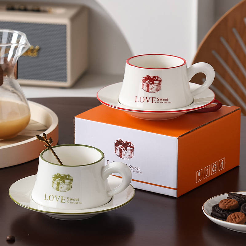 复古咖啡杯碟套装高级感陶瓷马克杯伴手礼品高颜值ins风下午茶杯