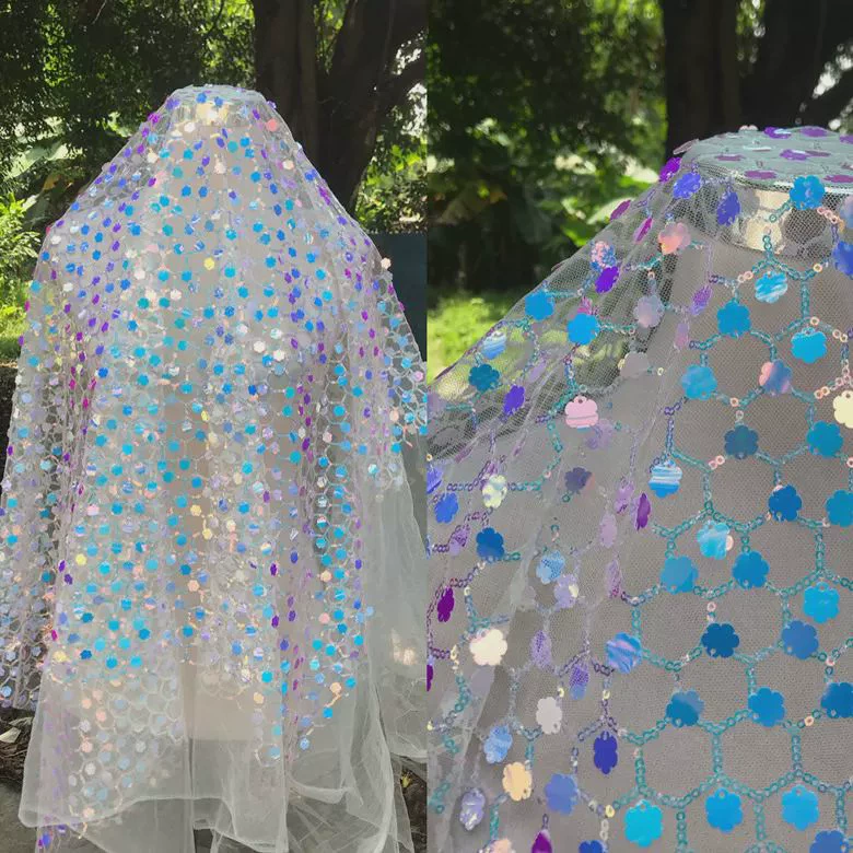 Импортированные синие ногти sequins, платье, ткань дизайна