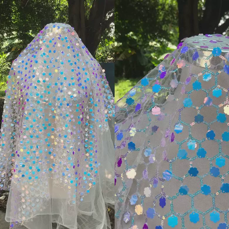 Импортированные синие ногти sequins, платье, ткань дизайна