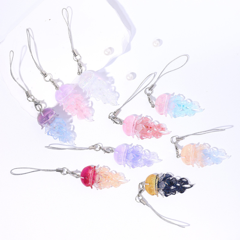 Ocean Series Colorful Jellyfish Keychain Resin Epoxy Bag Pendant Decoration Phone Lanyard Ocean Series Colorful Jellyfish Keychain Resin Epoxy Bag Pendant Decoration Phone Lanyard