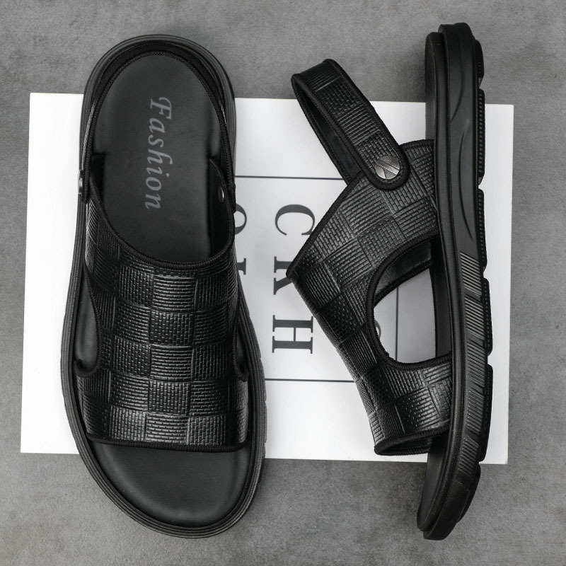 Verano nuevos zapatos de playa de los hombres sandalias de cuero genuino primera capa de piel de vaca casual zapatillas de cuero al aire libre moda europea zapatos de los hombres