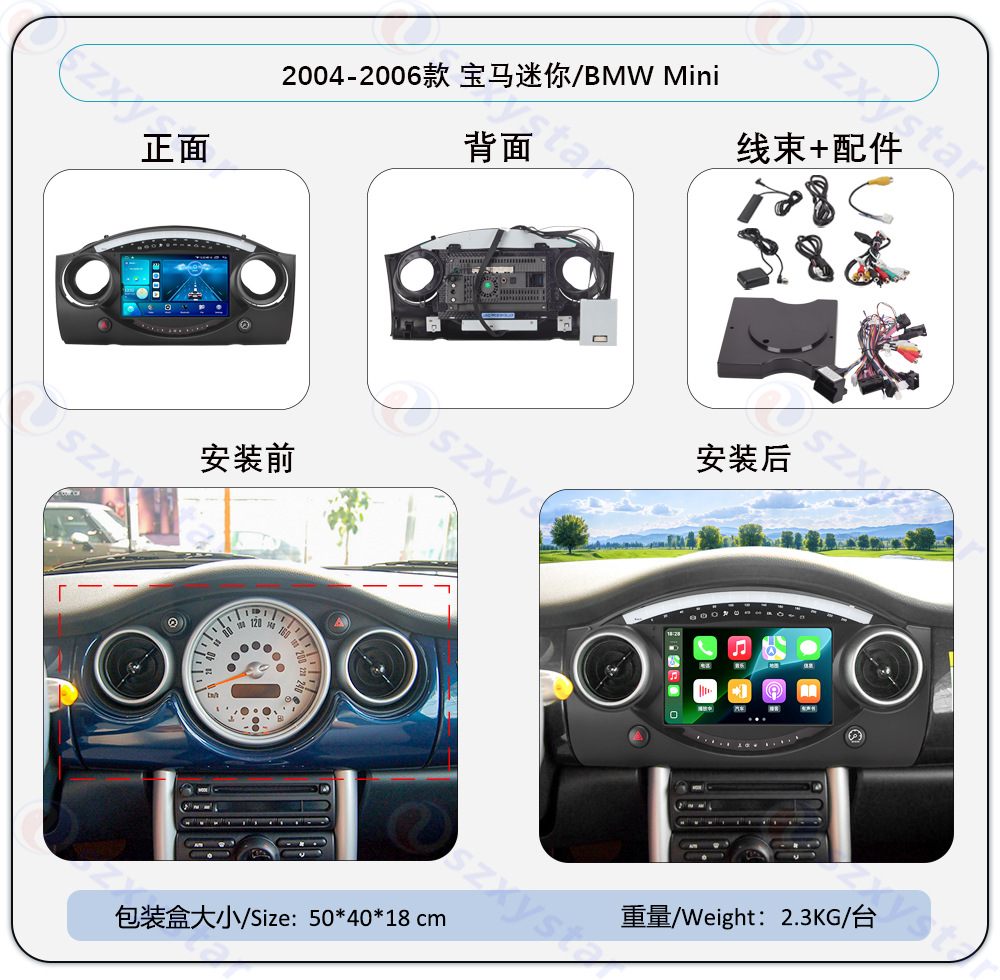 Suitable for 04-06 Bmw Mini Android Wireless Carplay Car Navigation 360 Panoramic All-In-One Machine