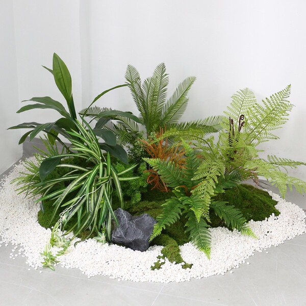 Simulated green plants ferns landscape Persian rich ferns green…