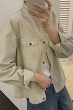 棉小立领短款外套女春秋新款水洗斜纹棉洋气韩版休闲工装夹克女