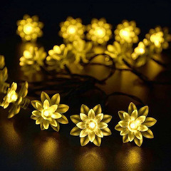 Solar-powered string lights outdoor LED lotus flower Christmas holiday decoration landscape light decoration New Year wedding courtyard lights