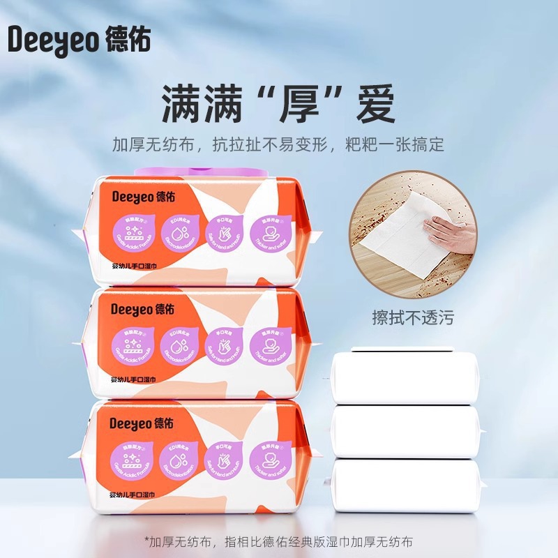 Deyou Baby Wipes for Hands and Mouth, Special Thickened Wet Wipes for Infants and Young Children