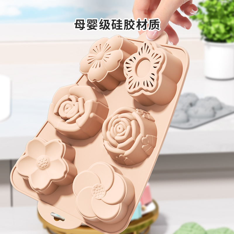跨境新款爱心花朵硅胶蛋糕模具巧克力易清洗食品级材质  慕斯模具|undefined