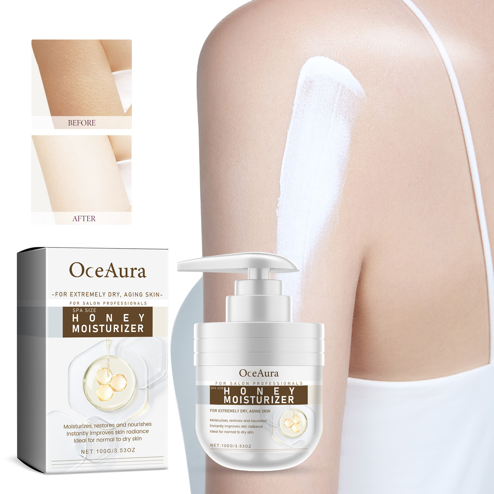 Crème hydratante pour le corps au miel, hydratante et brillante pour une peau lisse et délicate_voghion.com