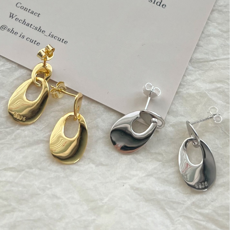 Solid Color Pattern 1 Pair 925 Sterling Silver Solid Color Drop Earrings